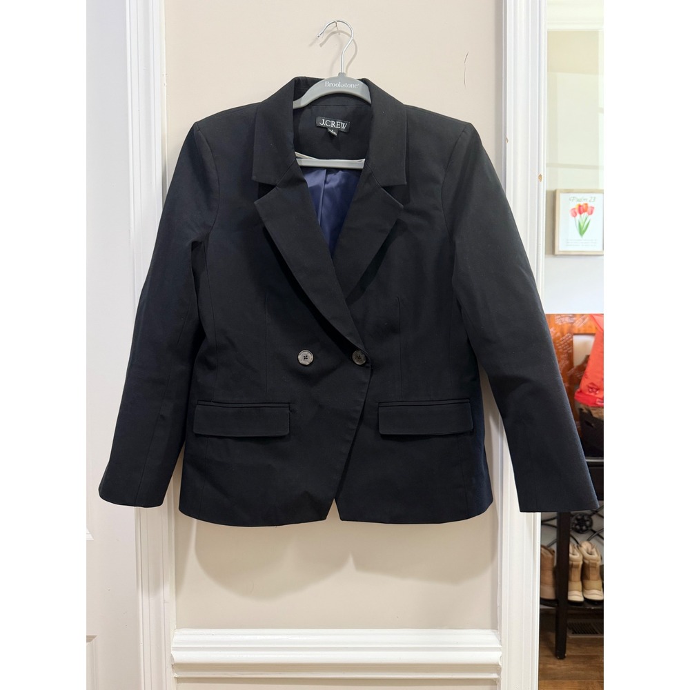 J.Crew Womens Black Devon Double Breasted Blazer Jacket Size 8